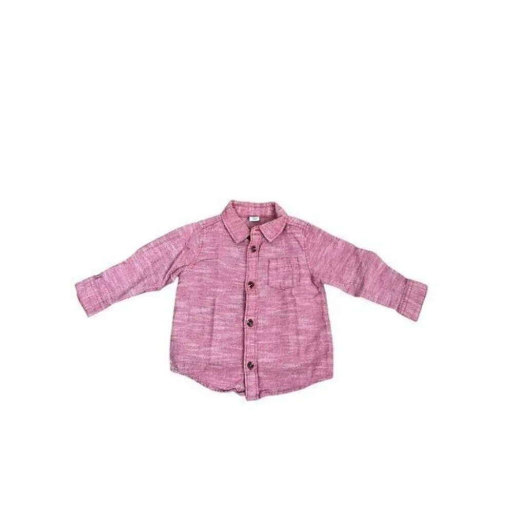 Old Navy Red Textured Button Up